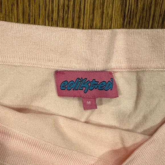 EDIKTED Michaela Off Shoulder Knit Pink Women's Top size medium - Picture 5 of 6